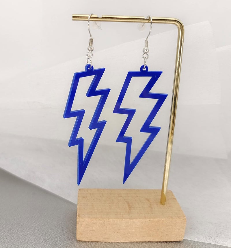 Modpide 80s Neon Earrings Hollow Lightning Bolt Halloween Punk Retro Earrings for Women 80's Party Accessories - Image 2